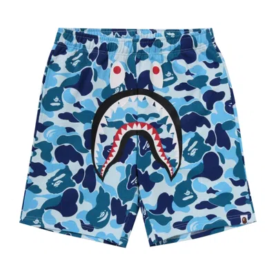 Pre-owned Bape Abc Camo Shark Sweatshorts 'blue' | Men's Size M