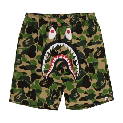 Pre-owned Bape Abc Camo Shark Sweatshorts 'green' | Men's Size Xl