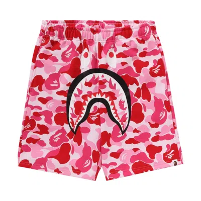 Pre-owned Bape Abc Camo Shark Sweatshorts 'pink'