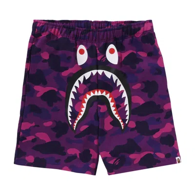 Pre-owned Bape Abc Camo Shark Sweatshorts 'purple' | Men's Size M