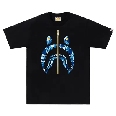 Pre-owned Bape Abc Camo Shark Tee 'black/blue'