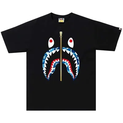Pre-owned Bape Abc Camo Shark Tee 'black/blue'