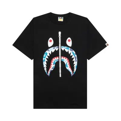 Pre-owned Bape Abc Camo Shark Tee 'black/blue'