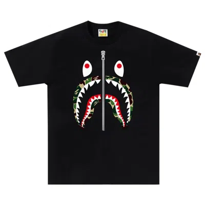 Pre-owned Bape Abc Camo Shark Tee 'black/green' | Men's Size L