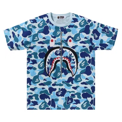 Pre-owned Bape Abc Camo Shark Tee 'blue' | Men's Size M