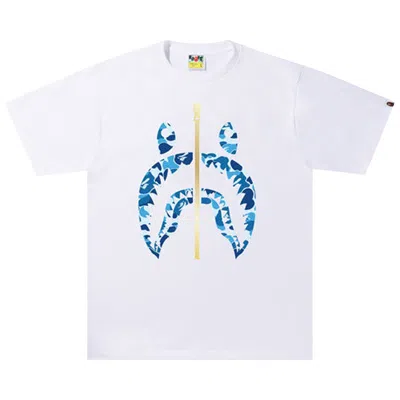 Pre-owned Bape Abc Camo Shark Tee 'white/blue'