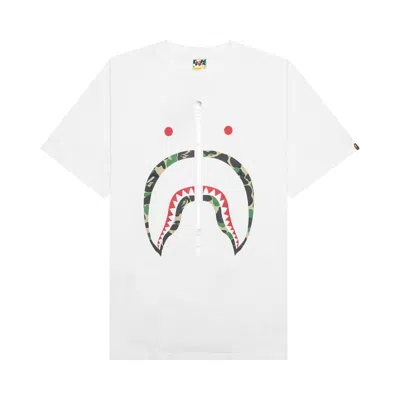 Pre-owned Bape Abc Camo Shark Tee 'white/green'