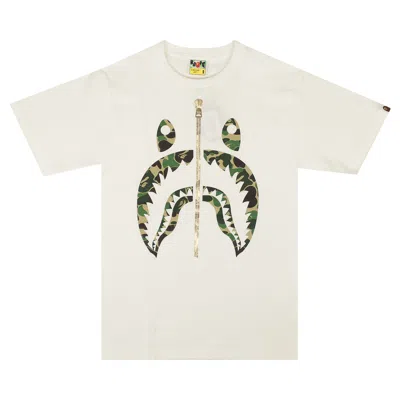 Pre-owned Bape Abc Camo Shark Tee 'white/green'