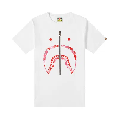 Pre-owned Bape Abc Camo Shark Tee 'white/pink'
