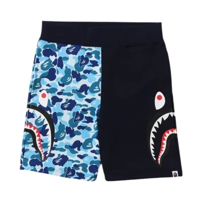 Pre-owned Bape Abc Camo Side Shark Sweatshorts 'blue'