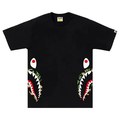 Pre-owned Bape Abc Camo Side Shark Tee 'black/green'