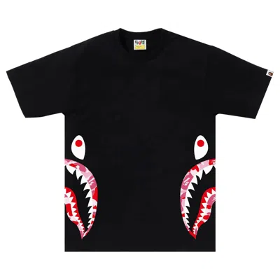 Pre-owned Bape Abc Camo Side Shark Tee 'black/pink'