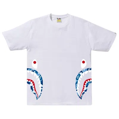 Pre-owned Bape Abc Camo Side Shark Tee 'white/blue' | Men's Size Xl