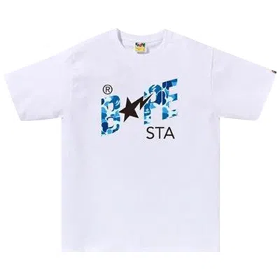 Pre-owned Bape Abc Camo Sta Logo Tee 'white/blue' | Men's Size Xl