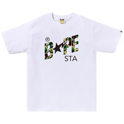 Pre-owned Bape Abc Camo Sta Logo Tee 'white/green' | Men's Size Xl