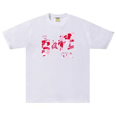 Pre-owned Bape Abc Camo Sta Logo Tee 'white/pink' | Men's Size Xl