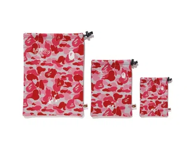 Pre-owned Bape Abc Gadgets Pouch Set (fw19) In Pink Camo