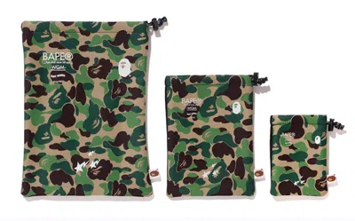 Pre-owned Bape Abc Gadgets Pouch Set (ss18) In Green