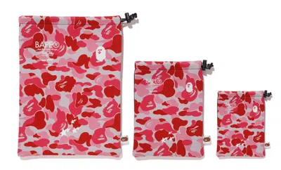 Pre-owned Bape Abc Gadgets Pouch Set (ss18) In Pink