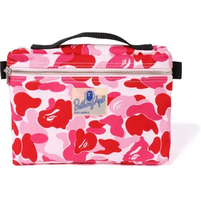 Pre-owned Bape Abc Music Pouch In Pink