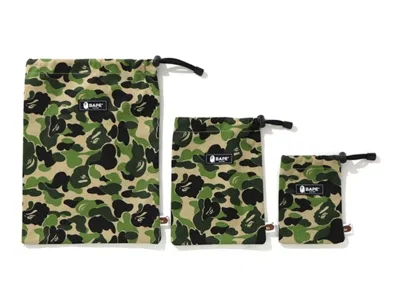 Pre-owned Bape Abc Pouch (set Of 3) In Green