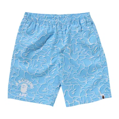 Pre-owned Bape Abc Sea Surface Camo Beach Shorts 'blue'
