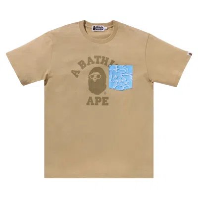 Pre-owned Bape Abc Sea Surface Camo Pocket College Tee 'beige' | Tan | Men's Size Xl In Brown