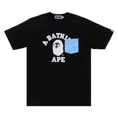 Pre-owned Bape Abc Sea Surface Camo Pocket College Tee 'black'
