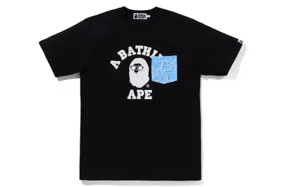 Pre-owned Bape Abc Sea Surface Camo Pocket College Tee Black
