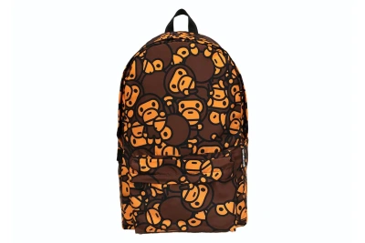 Pre-owned Bape All Baby Milo Large Backpack Brown