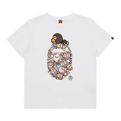 Pre-owned Bape All Baby Milo Multi Milo On Big Ape Tee 'white' | Kid's Size 110