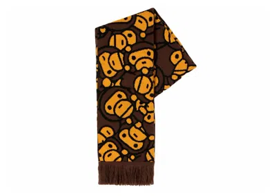 Pre-owned Bape All Baby Milo Scarf In Brown