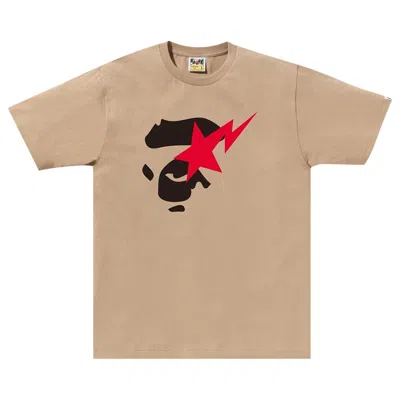 Pre-owned Bape Ape Face Sta Tee 'beige' | Tan | Men's Size S