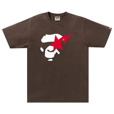 Pre-owned Bape Ape Face Sta Tee 'brown' | Men's Size S