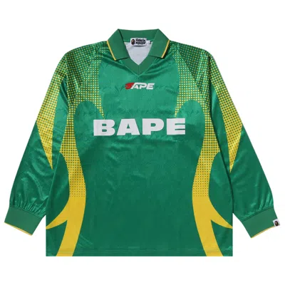 Pre-owned Bape Ape Flame Monogram Jacquard Logo Relaxed Fit Jersey 'green' | Men's Size M