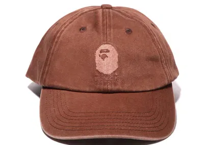 Pre-owned Bape Ape Head Acid Wash Logo Cap In Brown