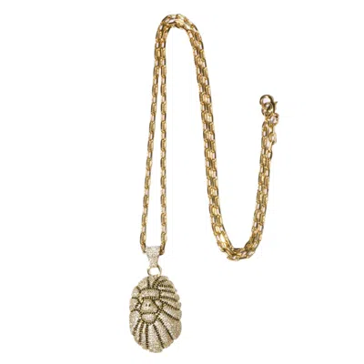 Pre-owned Bape Ape Head Crystal Stone Necklace In Gold