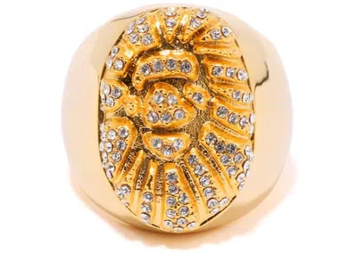 Pre-owned Bape Ape Head Crystal Stone Ring (fw22) In Gold