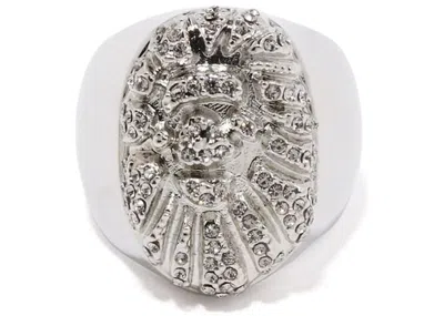 Pre-owned Bape Ape Head Crystal Stone Ring (fw22) In Silver