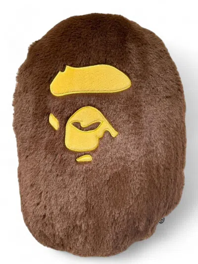 Pre-owned Bape Ape Head Cushion In Brown