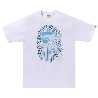 Pre-owned Bape Ape Head Firework Tee #1 'white/blue'