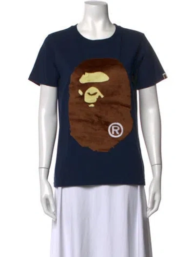 Pre-owned Bape Ape Head Graphic Print T-shirt In Blue