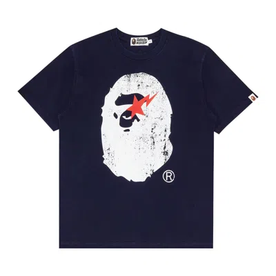 Pre-owned Bape Ape Head Indigo Tee 'light Indigo' In Blue