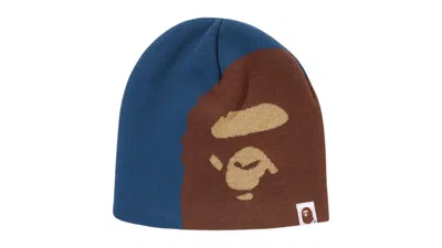 Pre-owned Bape Ape Head Knit Beanie In Blue