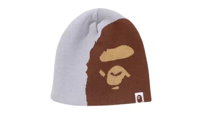 Pre-owned Bape Ape Head Knit Beanie In Grey