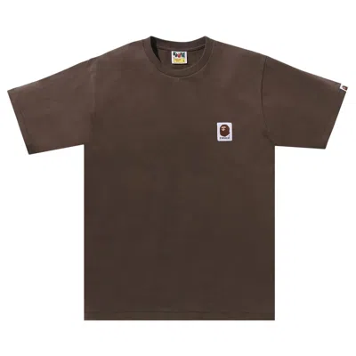 Pre-owned Bape Ape Head Label Tee 'brown' | Men's Size Xxl