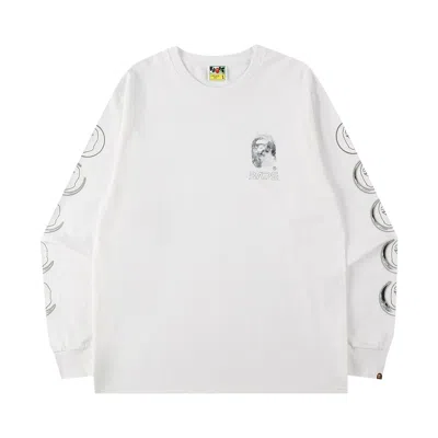 Pre-owned Bape Ape Head Moon Long-sleeve Tee 'white' | Men's Size L