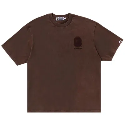 Pre-owned Bape Ape Head One Point Acid Wash Relaxed Fit Tee 'brown'