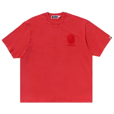 Pre-owned Bape Ape Head One Point Acid Wash Relaxed Fit Tee 'red'