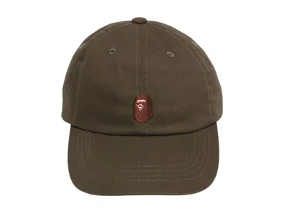 Pre-owned Bape Ape Head One Point Cap In Olivedrab Green